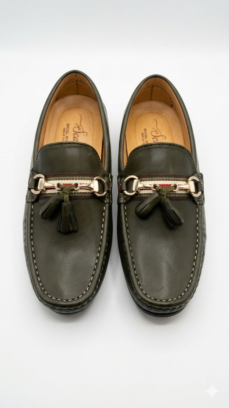 Olive tassel loafer